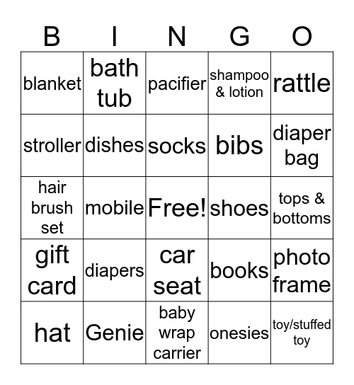 Baby Boy Douglin Shower Bingo Card