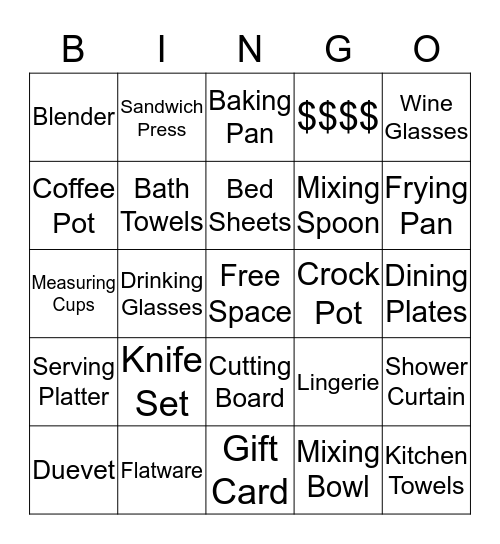 Couples Bingo Card