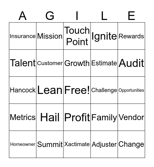 North Summit Agile (Bingo) Bingo Card