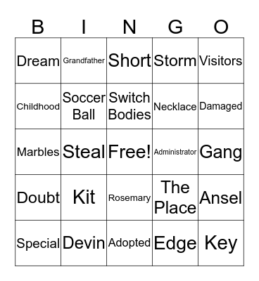 The One Safe Place Bingo Card