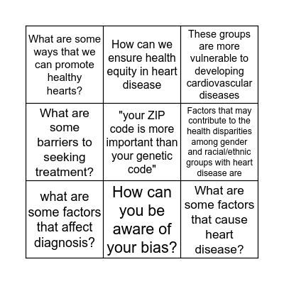 PROMOTING HEALTH EQUITY Bingo Card