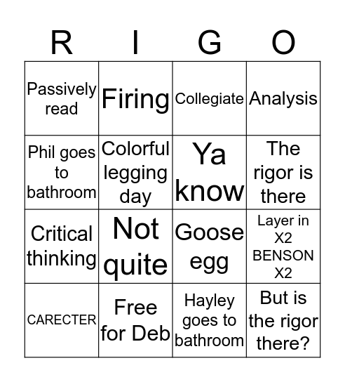 WOIT Bingo Card
