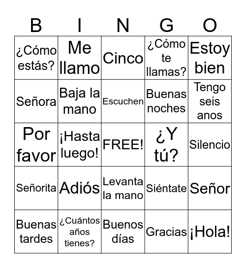 Introductions Bingo Card