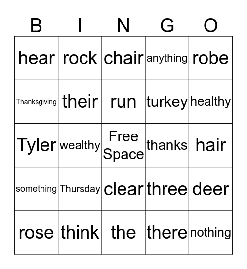 TH & R Bingo Card