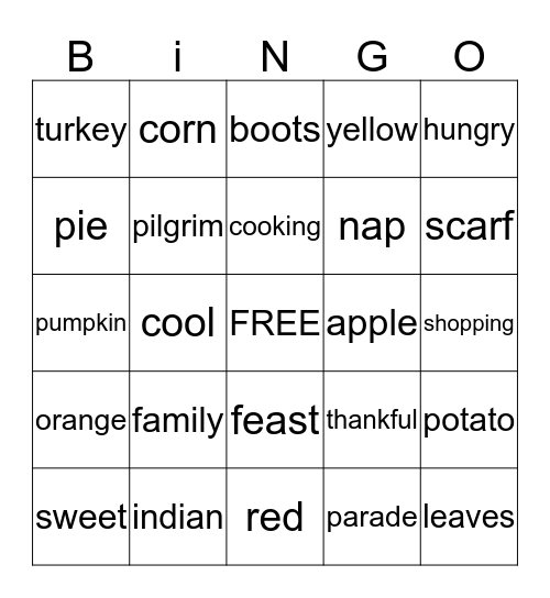 THANKSGIVING Bingo Card
