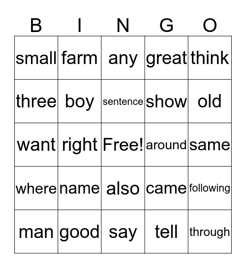 second Bingo Card