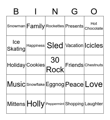 Holiday Bingo Card