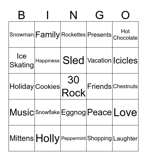 Holiday Bingo Card