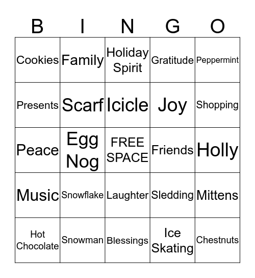 Holiday Bingo Card