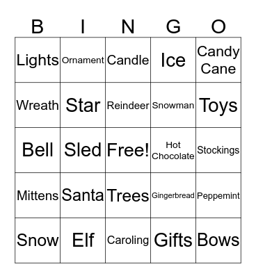 Winter Wonderland Bingo Card