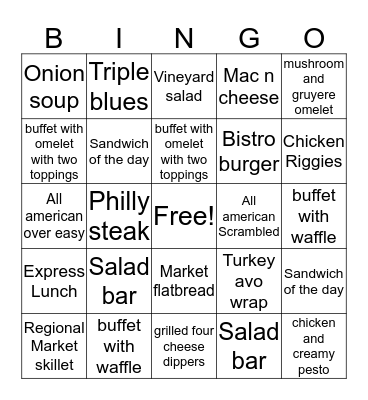 11W breakfast Bingo Card