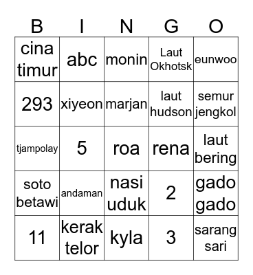 ECUNYA MOYIS Bingo Card