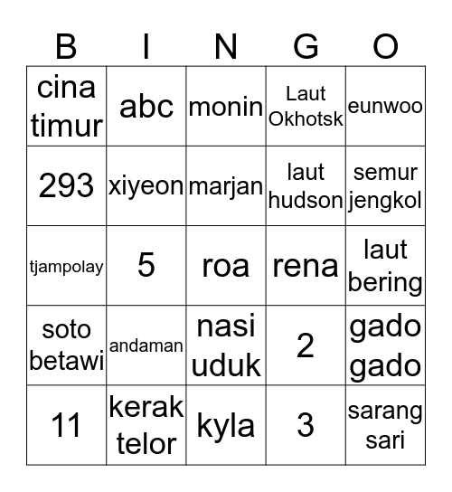 ECUNYA MOYIS Bingo Card