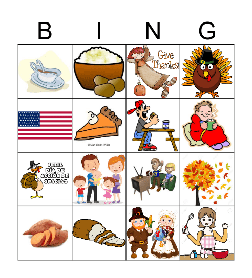 El día de accion de gracias Bingo Card