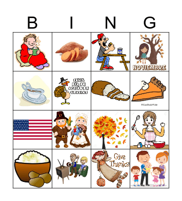 El día de accion de gracias Bingo Card
