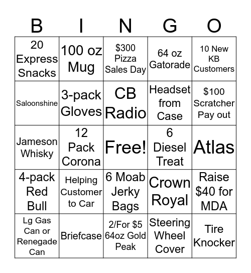 Express Rewards Bingo Card