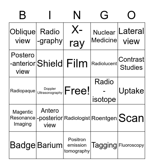 Imaging Bingo Card