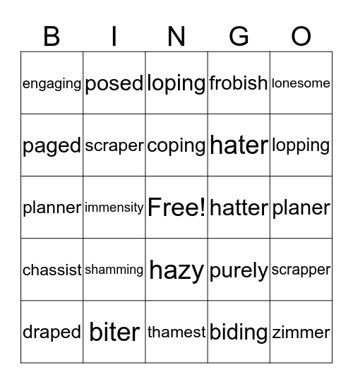 Level 6 Lesson 6 Bingo Card
