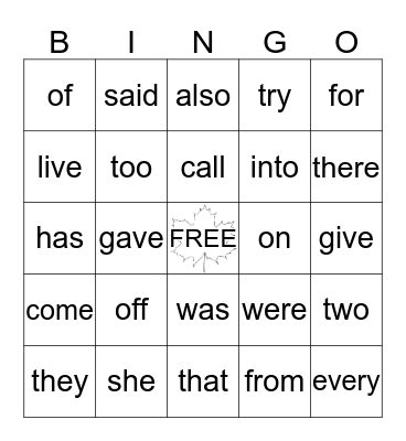 HAPPY FALL! Bingo Card