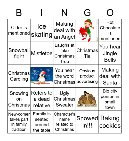 Holiday Movie Bingo Card