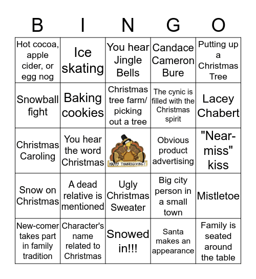 Holiday Movie Bingo Card