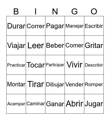 SPANISH BINGO Card