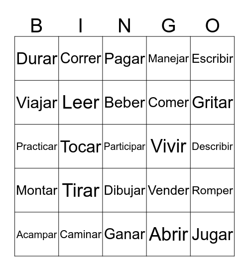 SPANISH BINGO Card