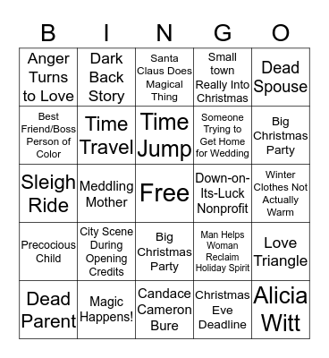 Hallmark Christmas Movie Bingo Card
