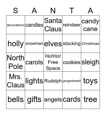 Christmas Bingo Card