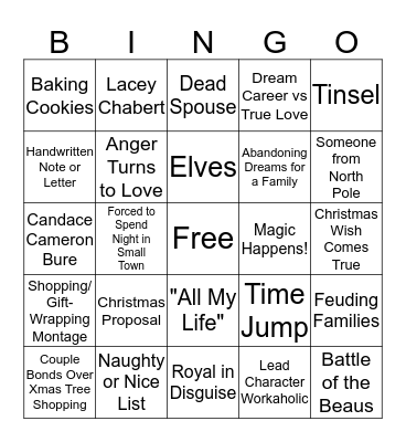 Hallmark Christmas Movie Bingo Card