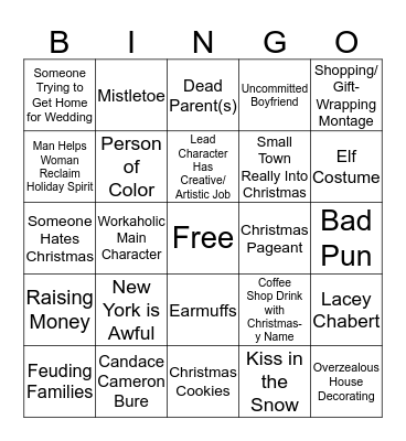 Hallmark Christmas Movie Bingo Card