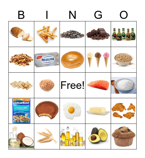 Fats and Grains Bingo Card