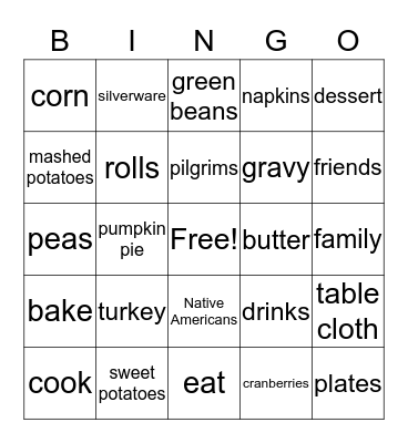 Thanksgiving Bingo Card