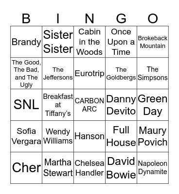 Now & Then Drag Bingo! Bingo Card