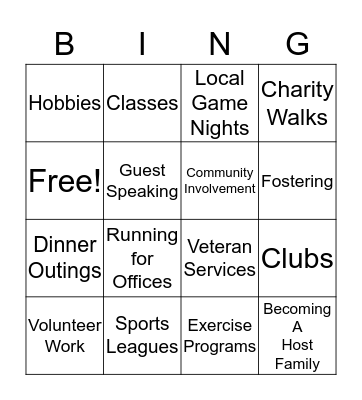 Socialization of The Older Adult Bingo Card