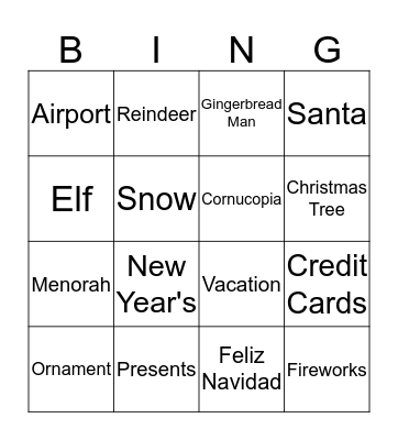 Holiday Bingo Card