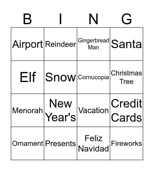 Holiday Bingo Card