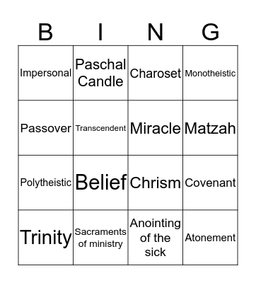 Key Terms Bingo Card