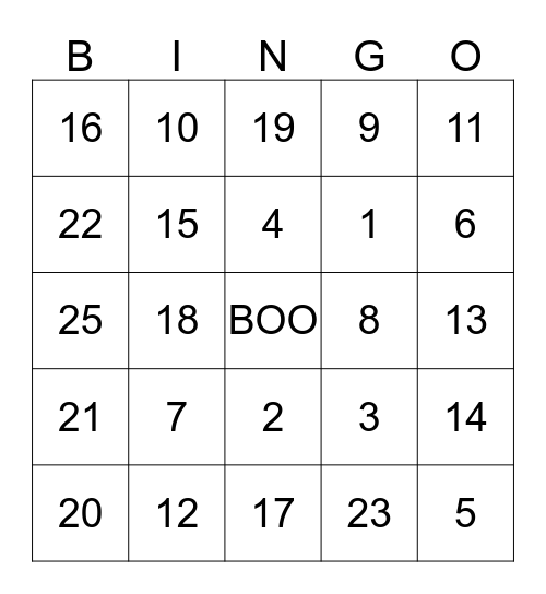 Happy Halloween Bingo Card