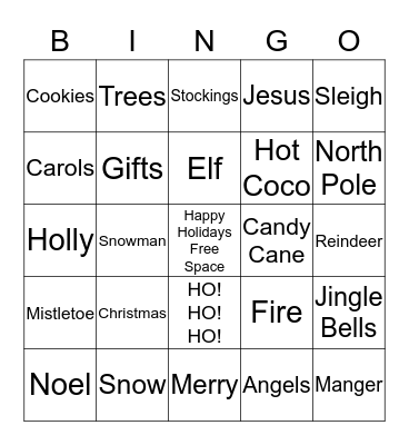 Holiday Bingo Card