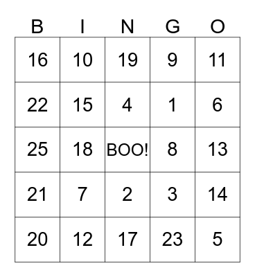 Happy Halloween Bingo Card