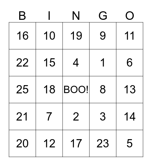 Happy Halloween Bingo Card