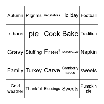 THANKSGIVING BINGO Card