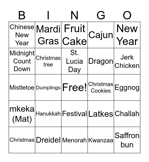 ChildServ's Holiday Bingo Card