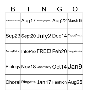 Connections Bingo Card