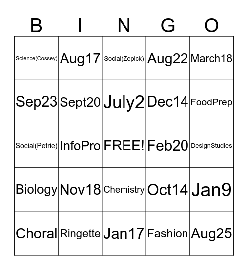 Connections Bingo Card