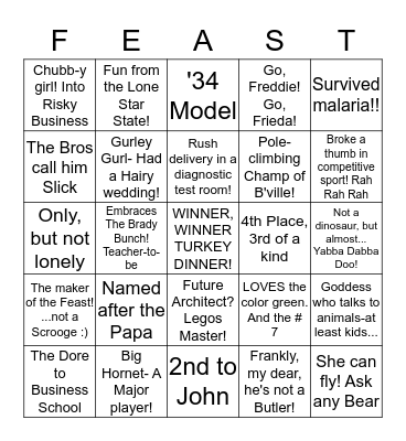 THANKSGIVING 2017! Bingo Card