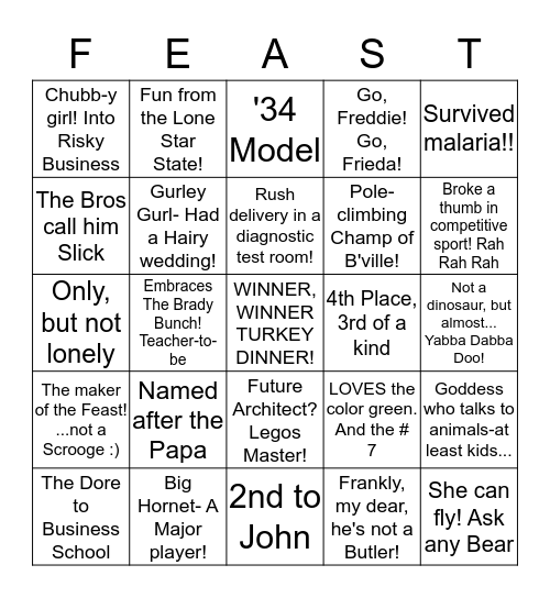 THANKSGIVING 2017! Bingo Card