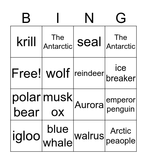 Polar regions Bingo Card