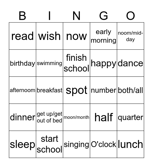 1.4.3 speaking(1) Bingo Card